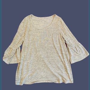 George bell-sleeved cozy grey 2X top